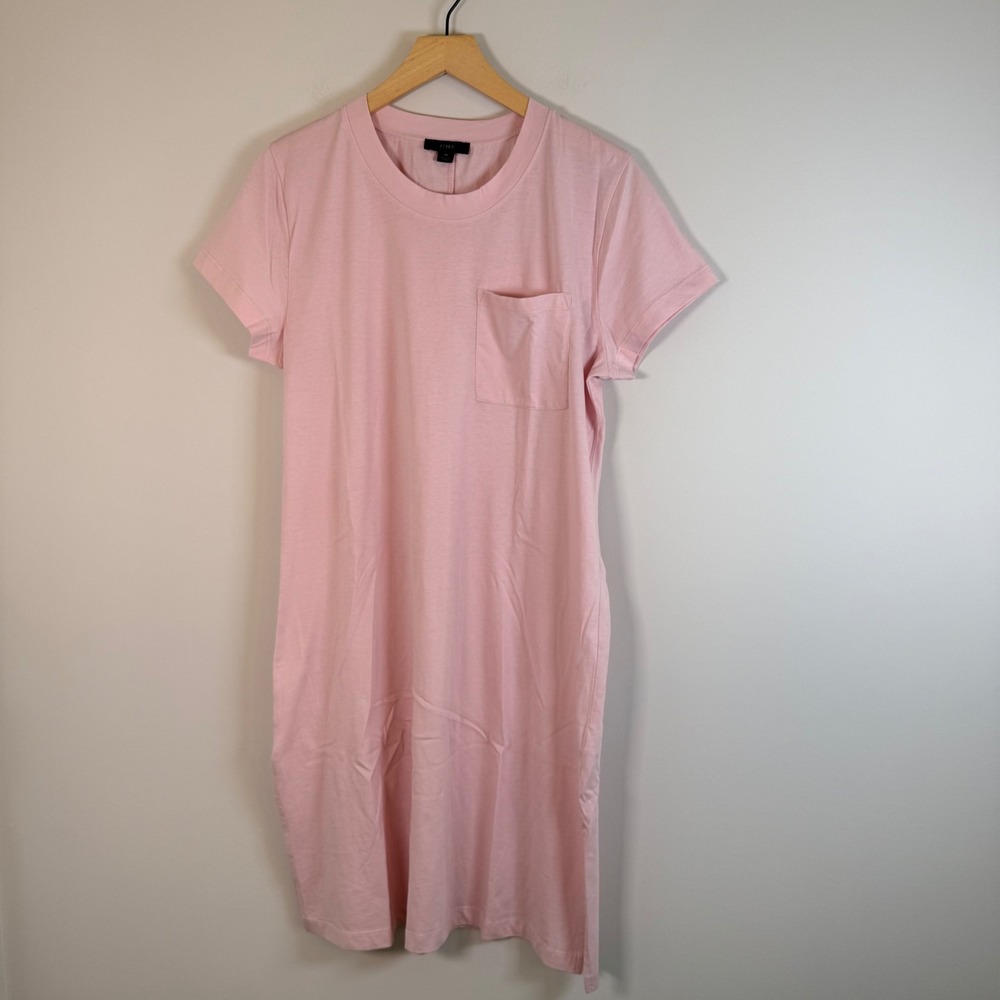 J.Crew Pocket T-Shirt Mini Dress Medium Baby Light Pink Short Sleeve 100% Cotton